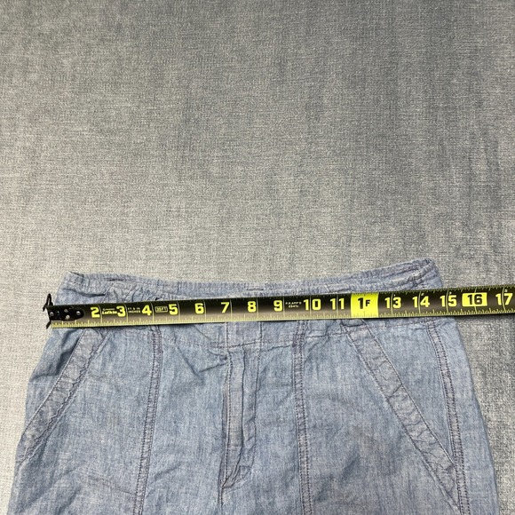 Gap Wide Leg Pants Women 4 Blue Cotton Chambray Mid Rise Relaxed Fit Resort Wear - Picture 12 of 16